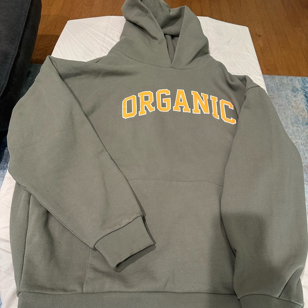 Midnight Organic Logo Olive Green Hooded Sweatshirt